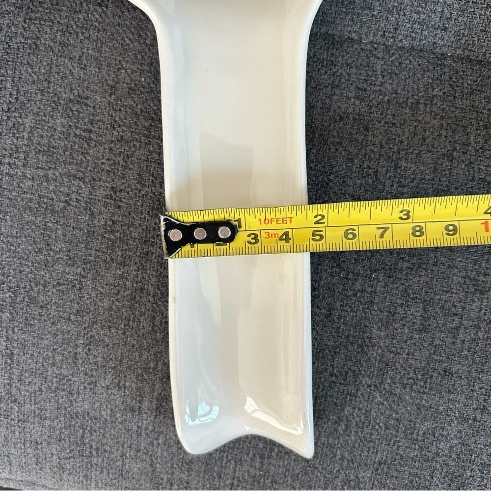 Rae Dunn Ceramic Spoon Rest, White, Black